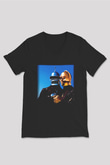 Daft Punk Siyah Unisex V Yaka Tişört T-Shirt
