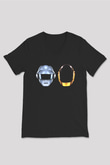 Daft Punk Siyah Unisex V Yaka Tişört T-Shirt