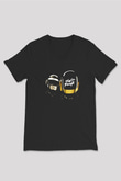 Daft Punk Siyah Unisex V Yaka Tişört T-Shirt
