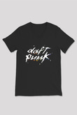 Daft Punk Siyah Unisex V Yaka Tişört T-Shirt