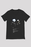 Daft Punk Siyah Unisex V Yaka Tişört T-Shirt