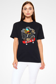 Daftpunk Skater Baskılı Unisex Siyah Tişört