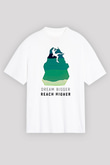 Dağcılık Baskılı Unisex Beyaz Oversize Tişört - Tshirt