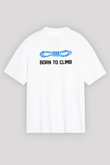 Dağcılık Baskılı Unisex Beyaz Oversize Tişört - Tshirt