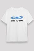 Dağcılık Baskılı Unisex Beyaz Tişört - Tshirt