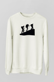 Dağcılık Baskılı Unisex Ekru Sweatshirt