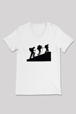 Dağcılık Baskılı Unisex V Yaka Tişört - Tshirt
