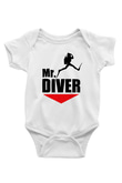 Dalgıç Baskılı Beyaz Unisex Bebek Body - Zıbın