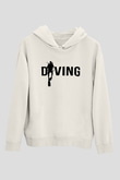 Dalgıç Beyaz Unisex Hoodie