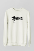 Dalgıç Beyaz Unisex Sweatshirt