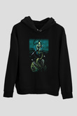 Dalgıç Siyah Unisex Kapşonlu Sweatshirt