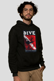 Dalgıç Siyah Unisex Kapüşonlu Sweatshirt