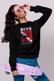 Dalgıç Siyah Unisex Sweatshirt