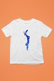 Dalgıçlık Baskılı Unisex Beyaz Çocuk Tişört - Tshirt