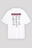 Dalgıçlık Baskılı Unisex Beyaz Oversize Tişört - Tshirt
