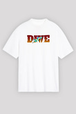 Dalgıçlık Baskılı Unisex Beyaz Oversize Tişört - Tshirt