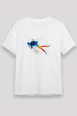 Dalgıçlık Baskılı Unisex Beyaz Tişört - Tshirt