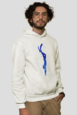 Dalgıçlık Baskılı Unisex Ekru Hoodie