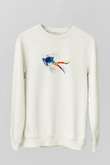 Dalgıçlık Baskılı Unisex Ekru Sweatshirt