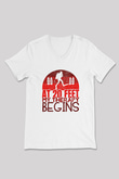 Dalgıçlık Baskılı Unisex V Yaka Tişört - Tshirt