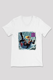 Danger Danger Baskılı Unisex Beyaz V Yaka Tişört
