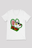 Danger Mouse Beyaz Unisex V Yaka Tişört