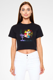 Danger Mouse Siyah Crop Top Tişört