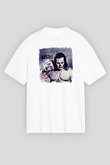 Danzig Baskılı Unisex Beyaz Oversize Tişört