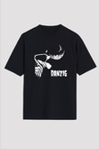 Danzig Baskılı Unisex Siyah Oversize Tişört