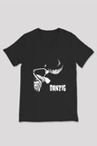 Danzig Baskılı Unisex Siyah V Yaka Tişört