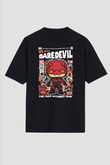 Dare Devil Baskılı Unisex Siyah Oversize Tişört
