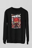 Dare Devil Baskılı Unisex Siyah Sweatshirt