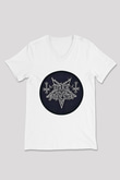 Dark Funeral Baskılı Beyaz Unisex V Yaka Tişört - Tshirt