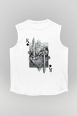 Dark Souls Baskılı Beyaz Unisex Kolsuz Tişört - Tshirt