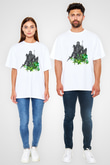 Dark Souls Baskılı Beyaz Unisex Oversize Tişört - Tshirt