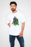 Dark Souls Baskılı Beyaz Unisex Oversize Tişört - Tshirt
