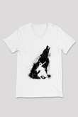 Dark Souls Baskılı Beyaz Unisex V Yaka Tişört - Tshirt