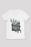 Dark Souls Baskılı Beyaz Unisex V Yaka Tişört - Tshirt