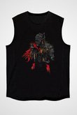 Dark Souls Baskılı Unisex Siyah Kolsuz Tişört - Tshirt