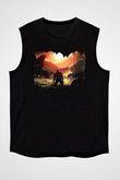 Dark Souls Baskılı Unisex Siyah Kolsuz Tişört - Tshirt