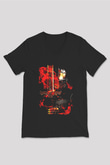 Dark Souls Baskılı Unisex Siyah V Yaka Tişört - Tshirt