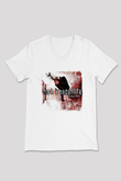 Dark Tranquillity Baskılı Unisex Beyaz V Yaka Tişört