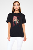 Darling İn The Franxx Baskılı Unisex Siyah Tişört - Tshirt