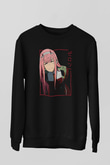 Darling İn The Franxx Baskılı Unisex Siyah Sweatshirt