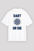 Dart Baskılı Unisex Beyaz Oversize Tişört - Tshirt