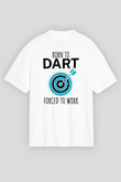Dart Baskılı Unisex Beyaz Oversize Tişört - Tshirt