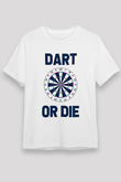 Dart Baskılı Unisex Beyaz Tişört - Tshirt