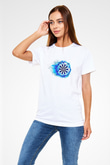 Dart Baskılı Unisex Beyaz Tişört - Tshirt