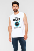Dart Baskılı Unisex Kolsuz Beyaz Tişört