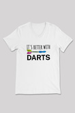 Dart Baskılı Unisex V Yaka Tişört - Tshirt